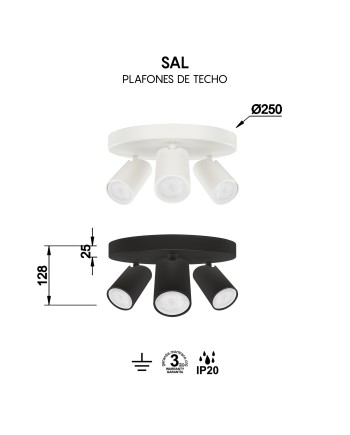 SAL BLANCO * PLAFÓN RED. 3L*GU10